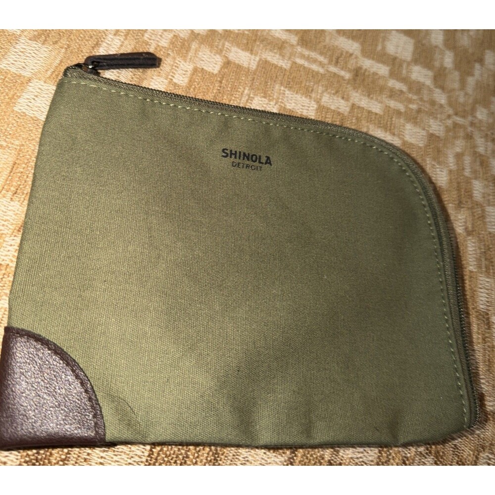 Shinola Detroit Olive Green Canvas Toiletry Travel Bag Pouch American Airlines